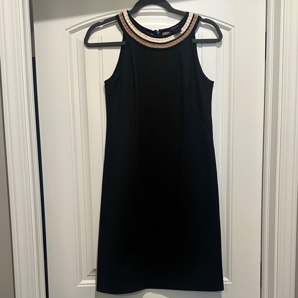 Ann Taylor Black Dress with Beaded Collar
